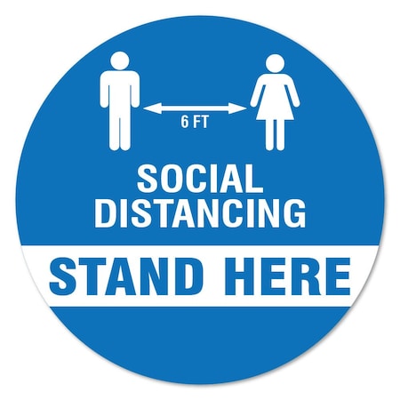 Stand Here Social Distancing Non-Slip Floor Graphic, 6PK
